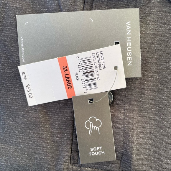 Van Heusen Essential Luxe Short Sleeve Polo in Black Size 3XL (NWT) - Picture 6 of 7